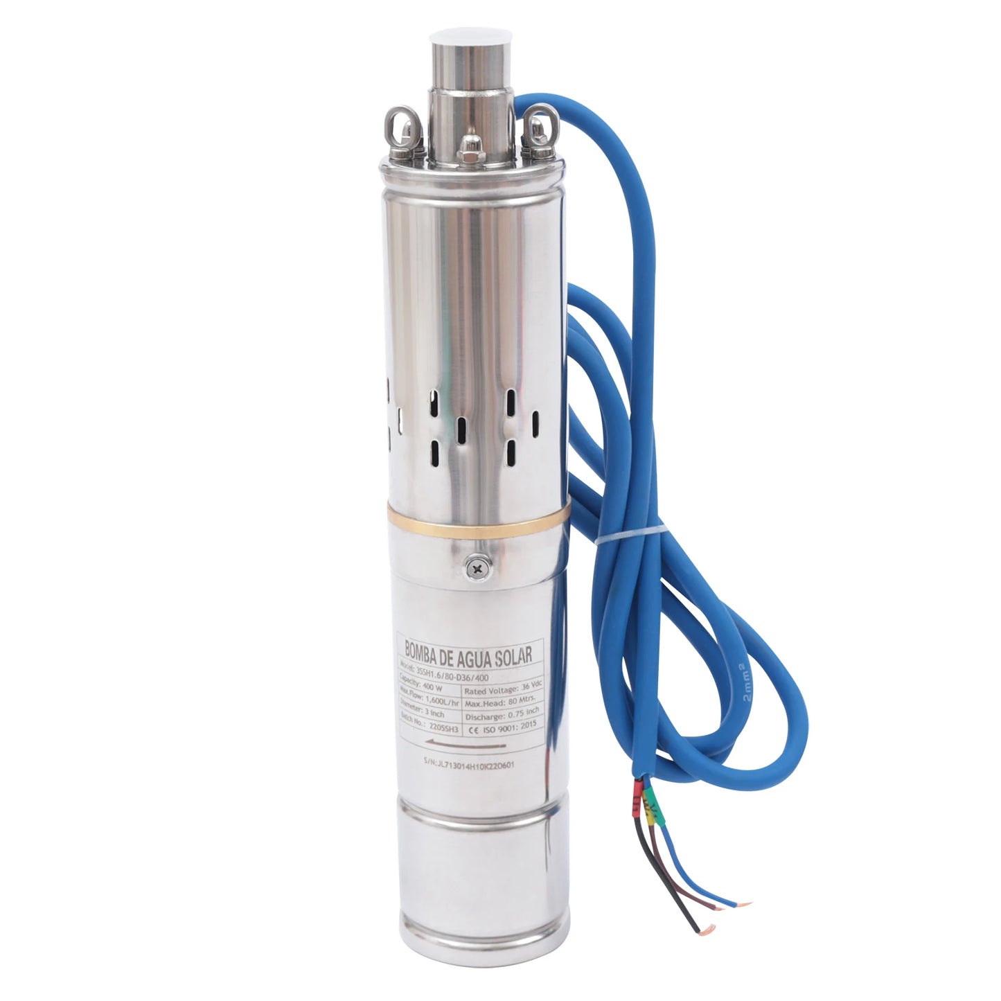 400W Deep Well Submersible Pump Stainless Steel with 1xController for Agricultural Irrigation, Water Tower Filling, etc