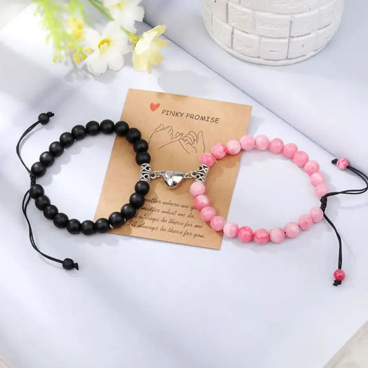 Romantic Natural Stone Couples Matching Bracelets for Women Men Heart Magnetic Distance Bracelet Yoga Jewelry Accessories