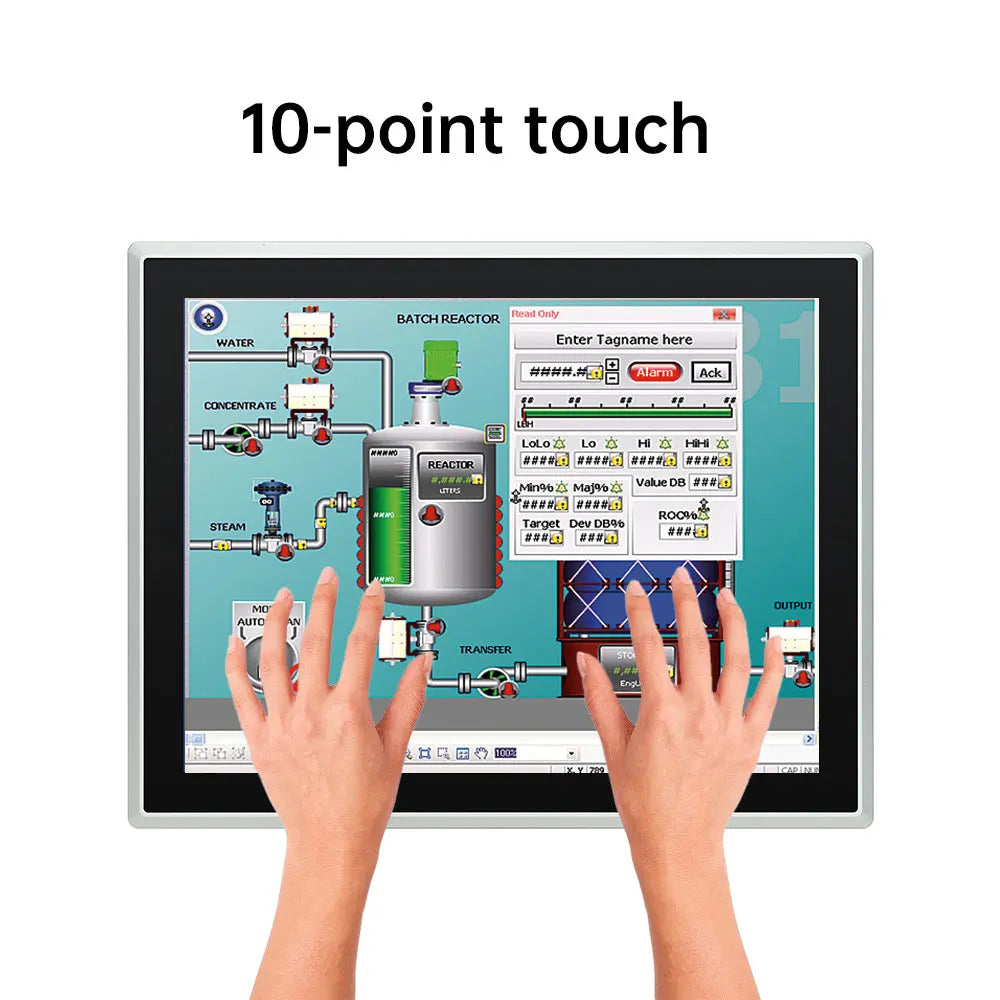 8~21.5 inch Touch Screen IP65 Front Waterproof, All in One Industrial Embedded Panel PC with 10 Point PCAP TouchScreen Monitor