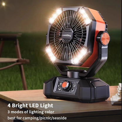 coldSky Camping Fan with 4 LED Lantern 8 Speeds Desk Fan 20000mAh Battery Portable Outdoor Fan for Outdoor Camping and Fishing