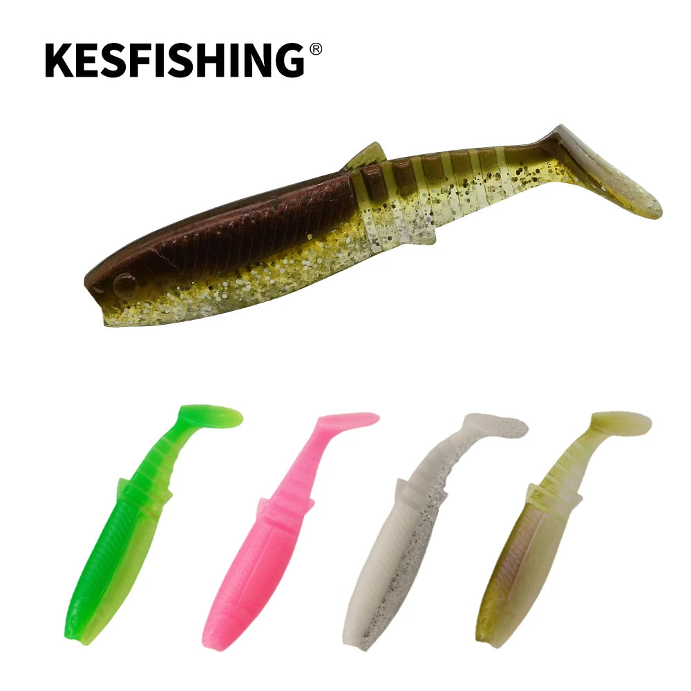 KESFISHING Cannibal 3",4” inch Bass Pesca Soft Silicone Bait Swimbait Shrimp Smell Isca Artificial Fishing Lure