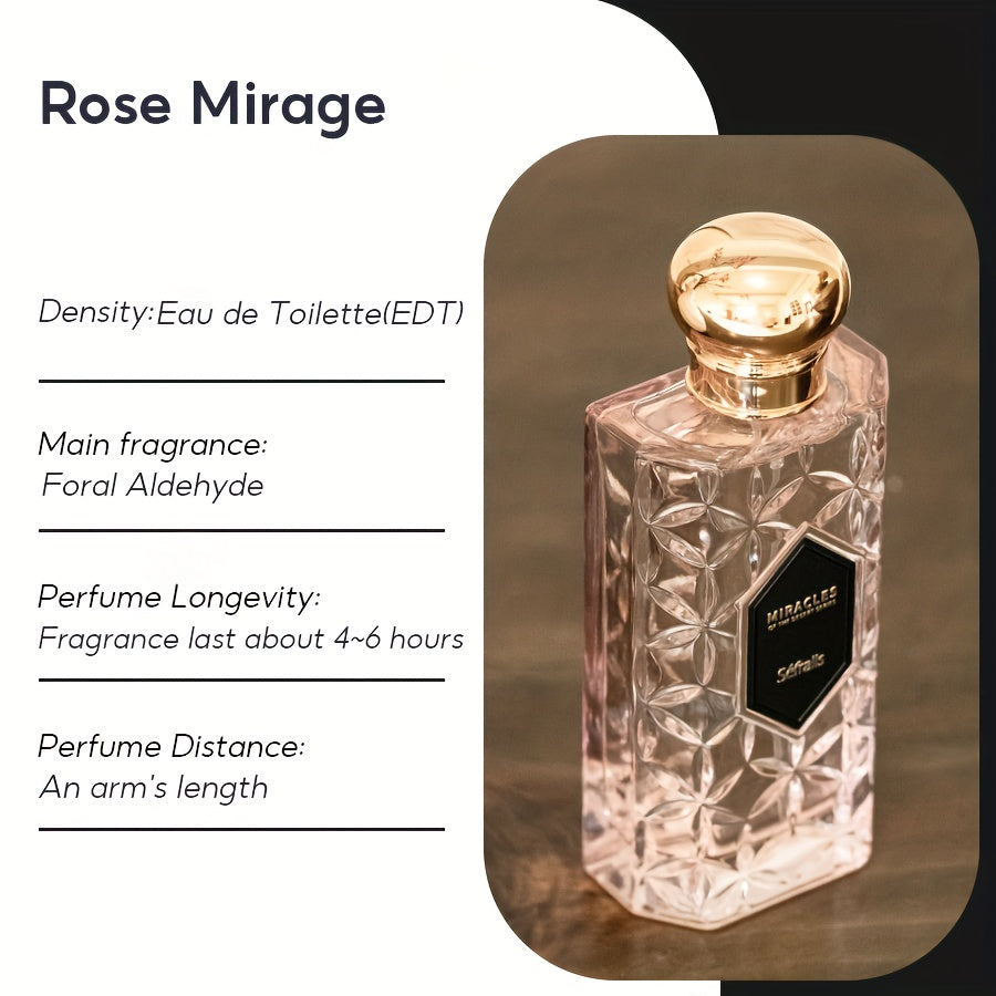 Séfralls ROSE MIRAGE PERFUME FLORAL FRAGRANCE 100ml/3.4fl.oz Luxury Perfumes, Long-Lasting Floral Rose Fragrance, Delicate And Fresh Floral Scent