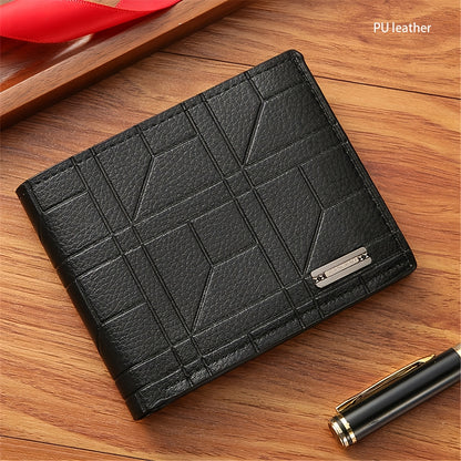 5pcs Men's Fashion Wallet Set - Sleek Black Faux Leather, Business Style with Fashion Glasses & Keychain, Perfect Gift for Him