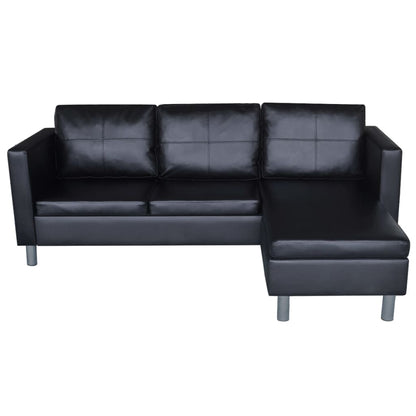 vidaXL 3-seater sectional sofa in black synthetic leather