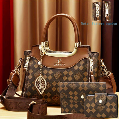 Three-Piece Set of Women'S Printed Handbags, Stylish And Trendy Shoulder Bags, And Crossbody Bags.