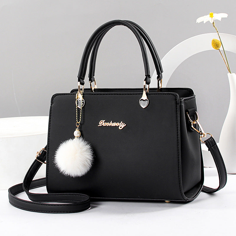 Women'S Elegant Faux Leather Handbag with Tassel Embellishment, Lightweight Solid Color Shoulder Bag with Adjustable Strap, Zipper Closure, Polyester Lined, Edge Paint Detail - Available in Multiple Colors